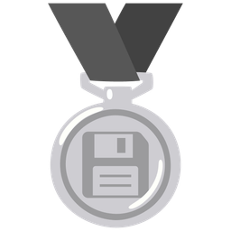 2nd place medal and floppy disk