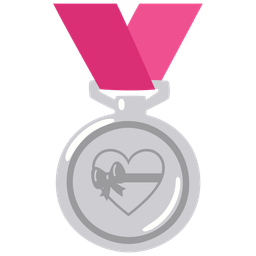 2nd place medal and heart with ribbon