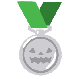 2nd place medal and jack-o-lantern
