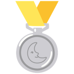 2nd place medal and last quarter moon face