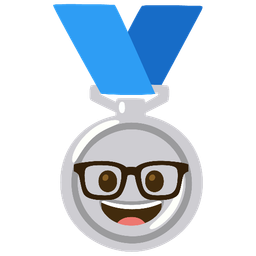 2nd place medal and nerd face