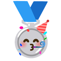 2nd place medal and partying face