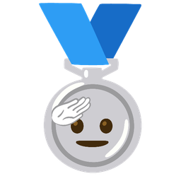 2nd place medal and saluting face