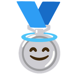 2nd place medal and Smiling face with halo