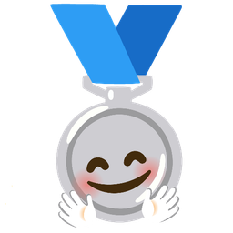 2nd place medal and Smiling face with open hands