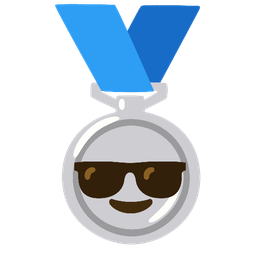 2nd place medal and smiling face with sunglasses