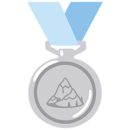 2nd place medal and snow-capped mountain
