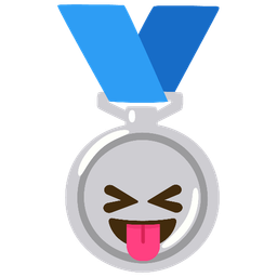 2nd place medal and Squinting face with tongue