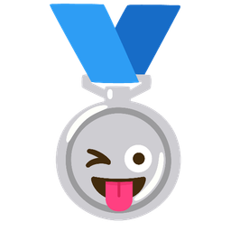 2nd place medal and Winking face with tongue