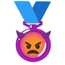 3rd place medal and angry face with horns