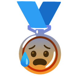 3rd place medal and Anxious face with sweat