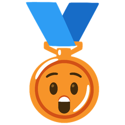 3rd place medal and astonished face