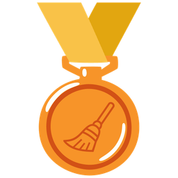 3rd place medal and broom