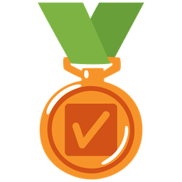 3rd place medal and check mark button