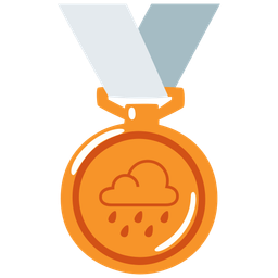 3rd place medal and cloud with rain