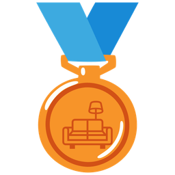 3rd place medal and couch and lamp