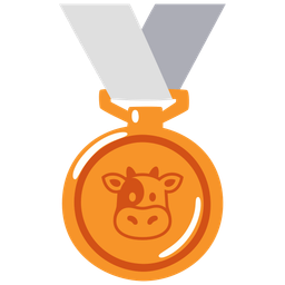 3rd place medal and cow face