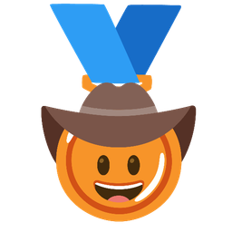 3rd place medal and cowboy hat face