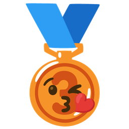 3rd place medal and Face blowing a kiss