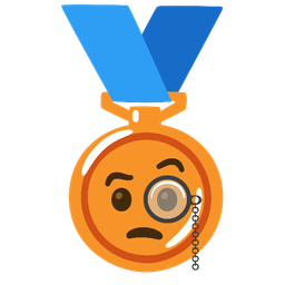 3rd place medal and face with monocle