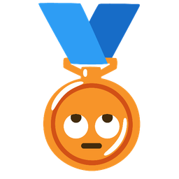 3rd place medal and face with rolling eyes