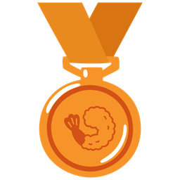 3rd place medal and fried shrimp