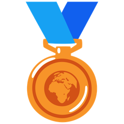 3rd place medal and globe showing Europe-Africa