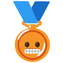 3rd place medal and grimacing face