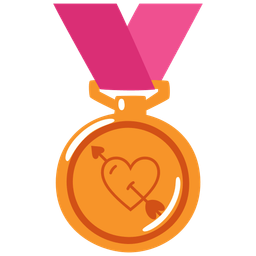 3rd place medal and heart with arrow
