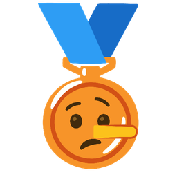 3rd place medal and lying face