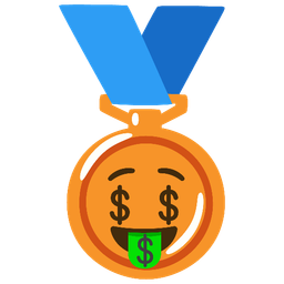 3rd place medal and Money-mouth face