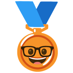 3rd place medal and Nerd face