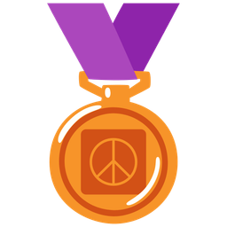 3rd place medal and peace symbol