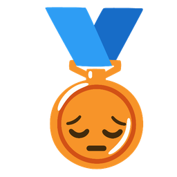 3rd place medal and pensive face