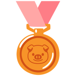 3rd place medal and pig face