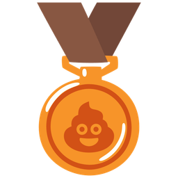 3rd place medal and pile of poo