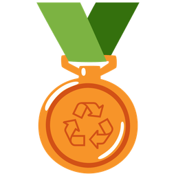 3rd place medal and recycling symbol