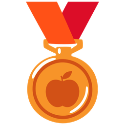 3rd place medal and red apple