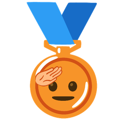 3rd place medal and Saluting face