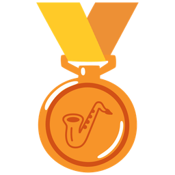 3rd place medal and saxophone