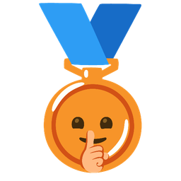 3rd place medal and Shushing face