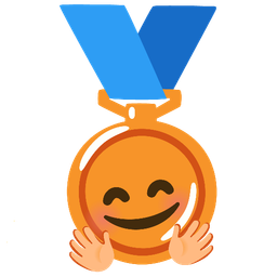 3rd place medal and Smiling face with open hands