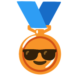 3rd place medal and smiling face with sunglasses