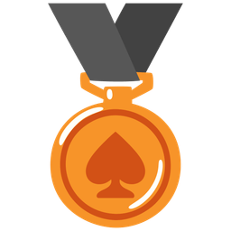 3rd place medal and spade suit