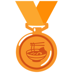 3rd place medal and steaming bowl