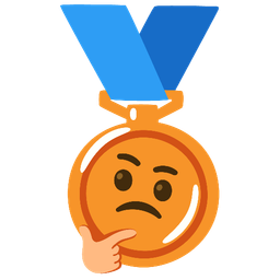 3rd place medal and Thinking face