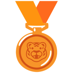 3rd place medal and tiger face