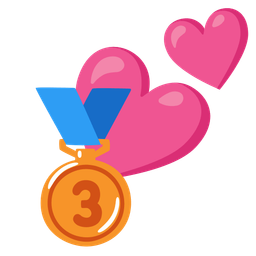 3rd place medal and two hearts