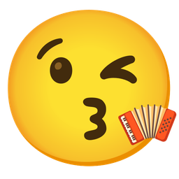 Accordion and Face blowing a kiss