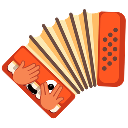 Accordion and Face with peeking eye